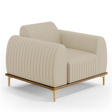 Imagem de Poltrona E Pés Metalizado D'Ouro Molino D02 Corano Bege C-26