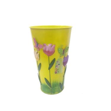 Imagem de Vaso Metal Enfeite Jardim Quintal Varanda Borboleta Flor Amarelo (sybo-g7)