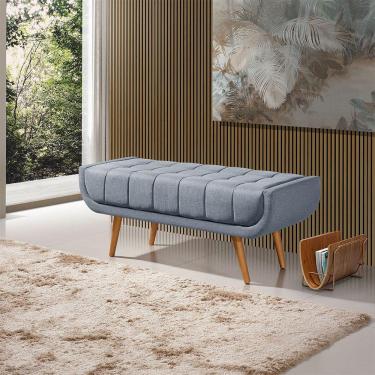 Imagem de Recamier França 1,30m Com Base Madeira Linho Sofatec Azul