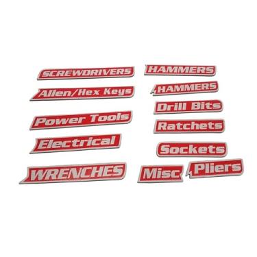 Imagem de Generic Conjunto de 12 Etiquetas Multifuncionais para Caixa de Ferramentas - Acessórios Reutilizáveis ​​para Organização de Ferramentas em Carrinhos, Armários, Vermelho