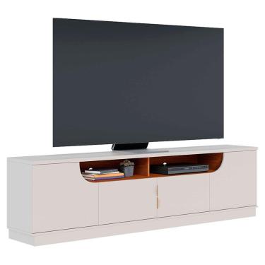 Imagem de Rack Bancada Tv 75 Pol 200 Cm 4 Portas Santorini Off White Matte Freijo Colibri