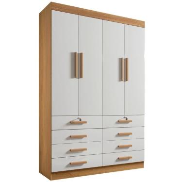 Imagem de Guarda Roupa Mônaco Plus Cinamomo Off White 4 Portas 8 Gavetas D?doro