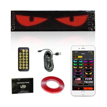 Imagem de Ecrãs automotivos LED multicoloridos de 14,7 × 3,15 cm (exibe olhos do diabo, expressões animadas, criações personalizadas; para carros, caminhões, lojas, festas; design flexível, controlado por