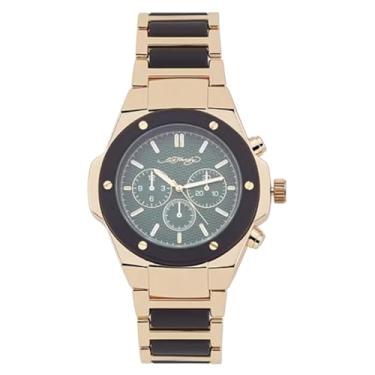 Imagem de ED HARDY Relógio masculino dourado e preto fosco com mostrador redondo 50441GB-42-X27