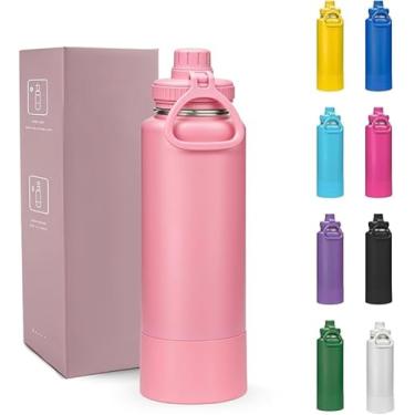 Imagem de Garrafa Térmica de Aço Inox 800ml, Parede Dupla com Isolamento a Vácuo, Antivazamento, com Infusor e Alça, para Bebidas Quentes e Frias (Rosa)