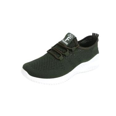 Imagem de WARDENA Tênis de caminhada feminino, sem cadarço, com espuma viscoelástica leve, confortável, casual, para treino, ioga, tênis ou corrida, Verde, 38