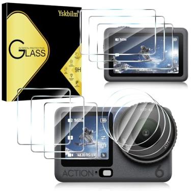 Imagem de Yskbilm (Pacote com 3+3+3) Protetores de tela de câmera compatíveis com acessórios Dji Osmo Action 6, 9H de alta definição, transparente, antiarranhões, sem bolhas