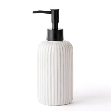 Imagem de Dispensador de sabonete de mão, acessórios de banheiro, dispensador de sabão de cerâmica de 425 g para pia de cozinha, garrafa de bomba de líquido recarregável para xampu, loção, condicionador