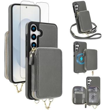 Imagem de Asuwish Capa de telefone para Samsung Galaxy S24 FE 5G carteira com zíper capa de bolsa protetora de tela transversal alça de cordão 2 em 1 magnético destacável bloqueio RFID S 24 EF AI S24FE 24S 24FE