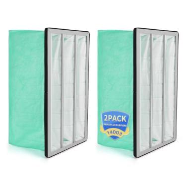 Imagem de Filtro de ar de substituição de bolso sintético compatível com JET AFS-1000B AFS-1000C 708733 e JDS Air-Tech HP Air-Tech 750-ER 14003 e Powermatic 1791082, MERV 14 3 filtro de bolsa interna, 2 peças