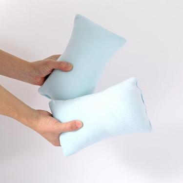 Imagem de EVOLIVE Pacote com 2 mini travesseiros minúsculos de micromink cinza, 28 x 18 cm – Lavável na máquina, leves, respiráveis e multifuncionais travesseiros de viagem para pescoço, suporte das costas, uso