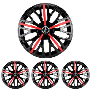 Imagem de Jogo Calota Aro 14 Triton Sport Black Red C3 C4 Aircross C5 Xsara Berlingo + Selo Resinado