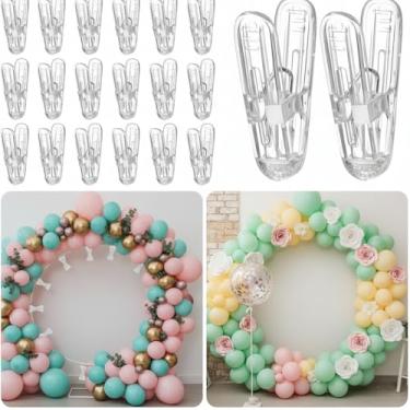 Imagem de Zenithly Pacote com 20 clipes de arco de balão de plástico grampos de mola de 6 cm clipe resistente para kit de arco de balão, decoração de aniversário, artesanato, pano de fundo, marcenaria, estúdios