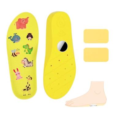 Imagem de Palmilhas para dispositivo de rastreamento de AirTag, inserções para crianças, crianças e adultos, confortáveis montadas com segurança, dinossauro (215-230 mm criança grande 2,5-M's 5/W 7, amarelo)
