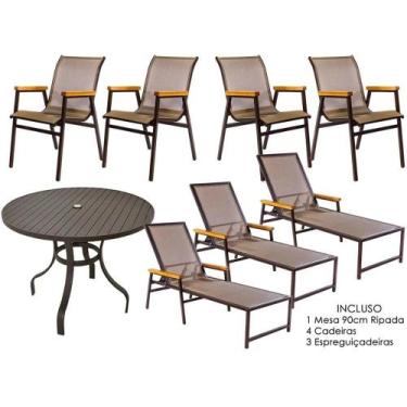 Imagem de Kit Completo Piscina Jardim Cadeiras Espreguiçadeiras Mesa - Sarah Móv