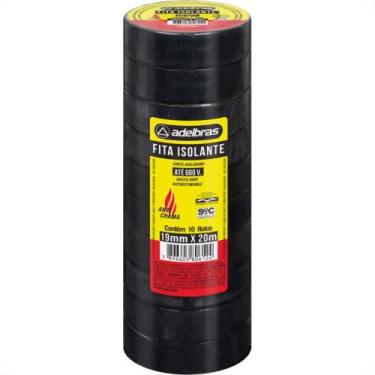 Imagem de Fita Isolante Adelbras 20Mx19Mm Preta - Kit C/10, Preto