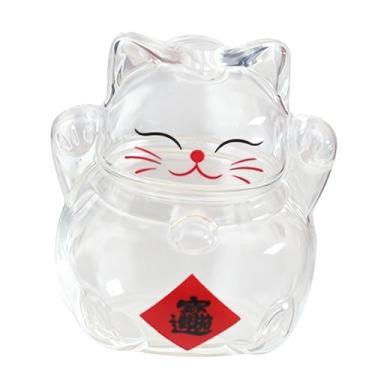 Imagem de BLWOTMOR Pote de vidro para economizar dinheiro em formato de gato 3D, multiuso, altura de 6 cm para armazenamento de grãos dourados, recipiente, Style a