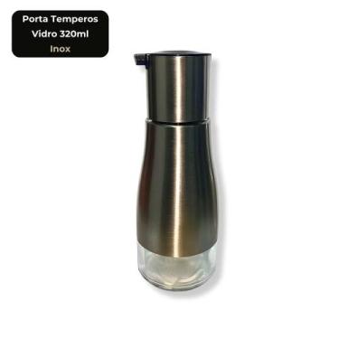 Imagem de Porta Temperos Condimentos Corpo de Vidro 320ml com Tampa Inox Escovad