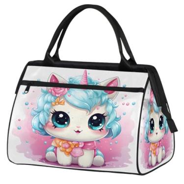 Imagem de Bolsa pequena para o fim de semana, feminina, masculina, floral, borboleta, retrô, colorida, dobrável, bolsa esportiva leve para academia, Cor: 61 cm, 15.2*8.3*11.6 inch, Moderno