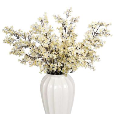 Imagem de Srifoliage Flores artificiais, 3 peças de flores falsas de seda de 94 cm para vaso, hastes florais falsas, plantas artificiais e flores para festa de casamento, loja, escritório, decoração de casa (3