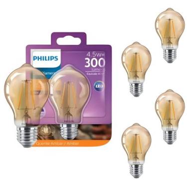 Imagem de 5 Lâmpada Led Filamento Philips 4.5w 127v E27 2200k Dimer