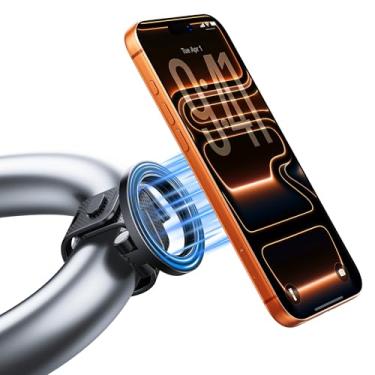 Imagem de SCENEIN Suporte magnético de telefone para academia, guidão de bicicleta, esteira, carrinho de golfe, carrinho de bebê e carrinho de compras, suporte de telefone de encaixe de silicone rotativo de 360