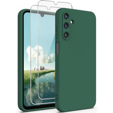 Imagem de Yucenx Capa para Samsung Galaxy A15 5G com protetor de tela 2X, proteção para câmera, forro de microfibra macio anti-arranhões, capa protetora de silicone líquido ultrafina, Galaxy A15, verde