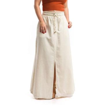Imagem de Saia Longa De Linho Evasê Bege  - Restrito Jeans, 36, Areia