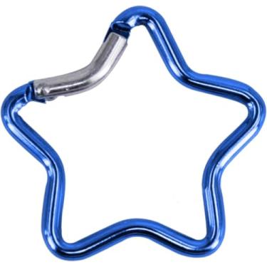 Imagem de Mosquetão, fivela de escalada em forma de estrela, liga de alumínio, gancho resistente para chaveiro, para acampamento, pesca, caminhadas, viagens, atividades ao ar livre, acessório mosquetões (azul)