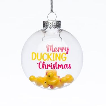 Imagem de Enfeite de Natal Merry Ducking – Decoração de Natal engraçada fofa – Presente exclusivo para toda a família para árvore, Papai Noel secreto ou elefante branco – Enfeite de Natal para todas as idades