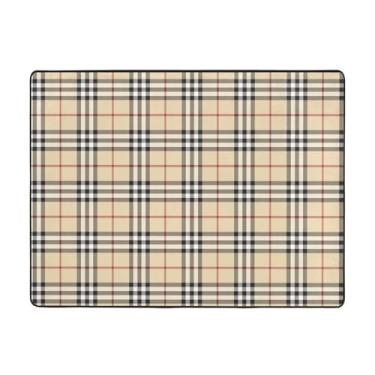 Imagem de ZERAOKE Tapete de área cinza com linhas xadrez 48 x 63 polegadas, lavável na máquina com suporte antiderrapante, tapetes macios para sala de estar, quarto, entrada, quarto de crianças, decoração de