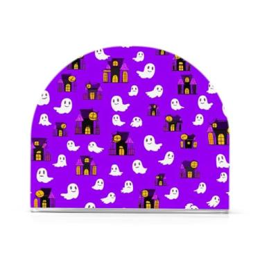 Imagem de Wassud Porta-guardanapos acrílico Spooky Boo-boos, dispensador de guardanapos de papel moderno em forma de U para mesa, cozinha, sala de jantar, bancada 1 peça (comporta 50-60 guardanapos)