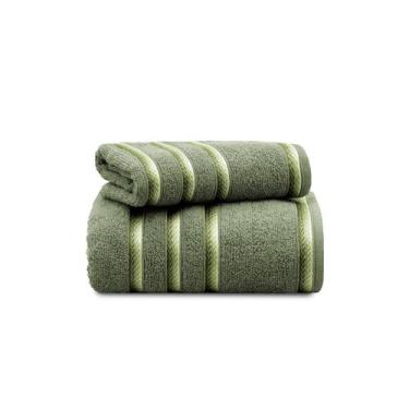 Imagem de Kit Toalha Banho Rosto 2 Peças Classic 100% Algodão Premium Cor:Verde 