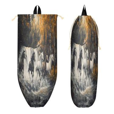 Imagem de xigua Suporte de parede para saco de plástico para cavalos com cordão, 1 pacote, organizador de sacolas de supermercado reutilizável para bolsas, meias, roupas íntimas e gravatas