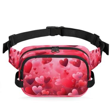 Imagem de Pochete de coração rosa amor para mulheres e homens com alça ajustável, bolsa transversal, bolsa de peito, bolsas de bumbum, bolsa de estilingue, Cor 1