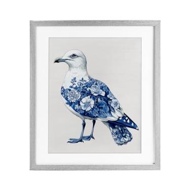 Imagem de Stupell Industries Funky Toile Impressão emoldurada cinza gaivota sob vidro, design por Lettered and Lined, 16 x 13