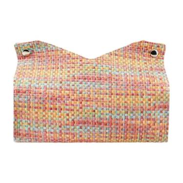 Imagem de Fenteer Porta-lenços de papel com capa protetora, organizador de guardanapos, dispensador de papel higiênico em couro PU, ideal para casa, carro, penteadeira, Rosa