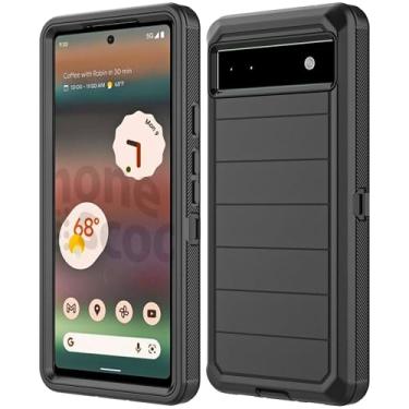 Imagem de Capa protetora resistente para Google Pixel 6, capa robusta de corpo inteiro, preta