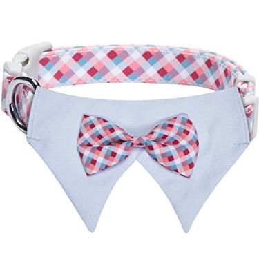 Imagem de Blueberry Pet 5 padrões atemporal multicolorido escocês tartã ajustável coleira bandana cão com gravata borboleta, médio, pescoço 37 cm - 51 cm
