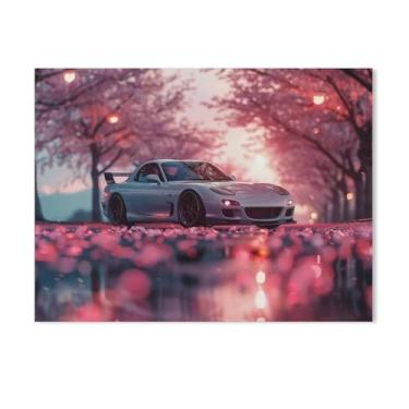 Imagem de HouLaiZhe Anime Rx7 Jdm Carro Flor de Cerejeira Posters Tela Estética Sala Decoração de Parede Impressões Galeria Sala Decoração de Parede para Quarto Sala de Estar Escritório 18 x 24 polegadas (45 x