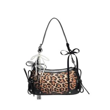 Imagem de Verdusa Bolsa feminina Y2K Coquette laço vintage bolsa de ombro de renda couro PU Kawaii bolsa bolsa bolsa, Marrom e preto, one_size, Macio