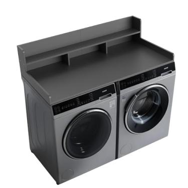 Imagem de Dollate Bancada de lavadora e secadora de 2 camadas com borda, topo de prateleira de lavanderia para lavadora e secadora, mesa de lavanderia 137 cm L x 69,8 cm P para organizador de armazenamento de