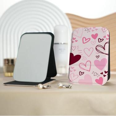 Imagem de Espelho de maquiagem portátil Millennium Love Style, mini espelho de maquiagem portátil dobrável, espelho de contorno quadrado portátil com flip vertical, adequado para todos em várias ocasiões