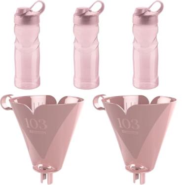 Imagem de Conjunto de 2 Suporte para Filtro de Café 103 Rosa + 3 Garrafa de Hidratação Fitness 500ml Rosa
