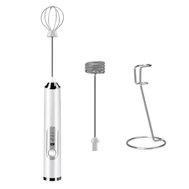 Imagem de Máquina de Espuma Elétrica Recarregável Misturador Bebidas Portátil com Batedor Ovos Aço Inoxidável 3 Ajustes para Bolo