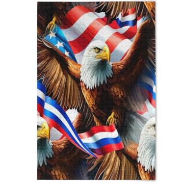 Imagem de EUA Águia Americana Adultos Quebra-cabeça 500 peças cenário animal arte divertido mordaça presente quebra-cabeças Tech Game Puzzle presentes, 500 peças, 52 cm x 37,8 cm