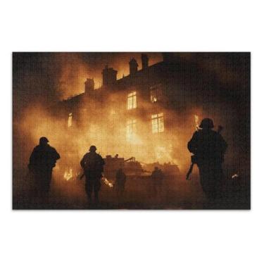 Imagem de Quebra-cabeça adulto cena de guerra 500 peças, quebra-cabeça engraçado, jogos para noite de jogos em família