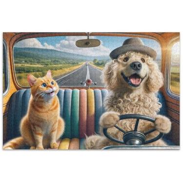 Imagem de Quebra-cabeças engraçados para cães e gatos, 1000 peças, brinquedo de arte para adultos, elefante branco