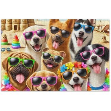 Imagem de Quebra-cabeça de gatos fofos com animais engraçados, 1000 peças, adultos, animais, flores, arte, quebra-cabeças rígidos, presentes para jogo de elefante branco, 75 x 40 cm