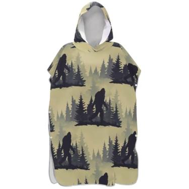 Imagem de Joisal Poncho de surfe vestível para adultos trocador de roupas de banho com capuz toalhas de banho chimpanzés floresta vintage unissex adulto poncho com capuz
